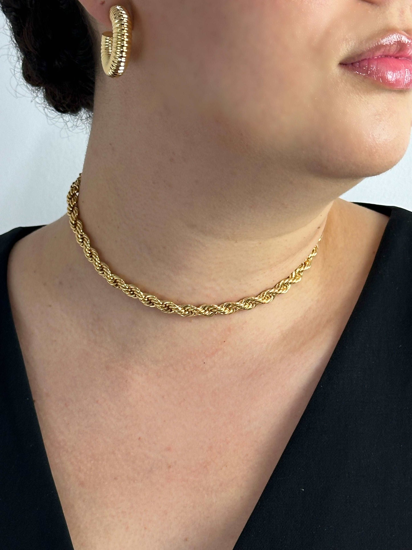 Colar Cecília Choker Cordão Baiano Grande Dourado