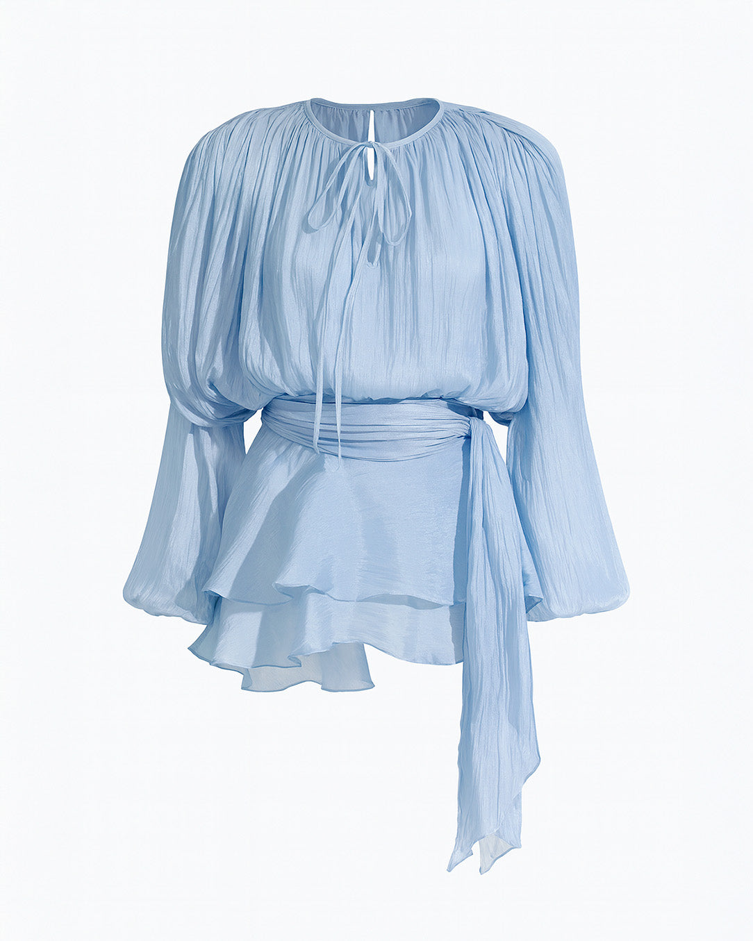 Vestido Curto Acetinado com Mangas Longas