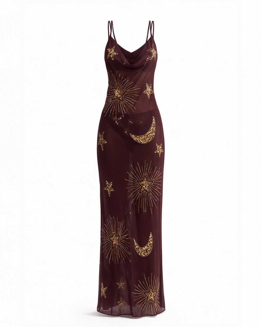 Vestido Longo com Bordado Celestial