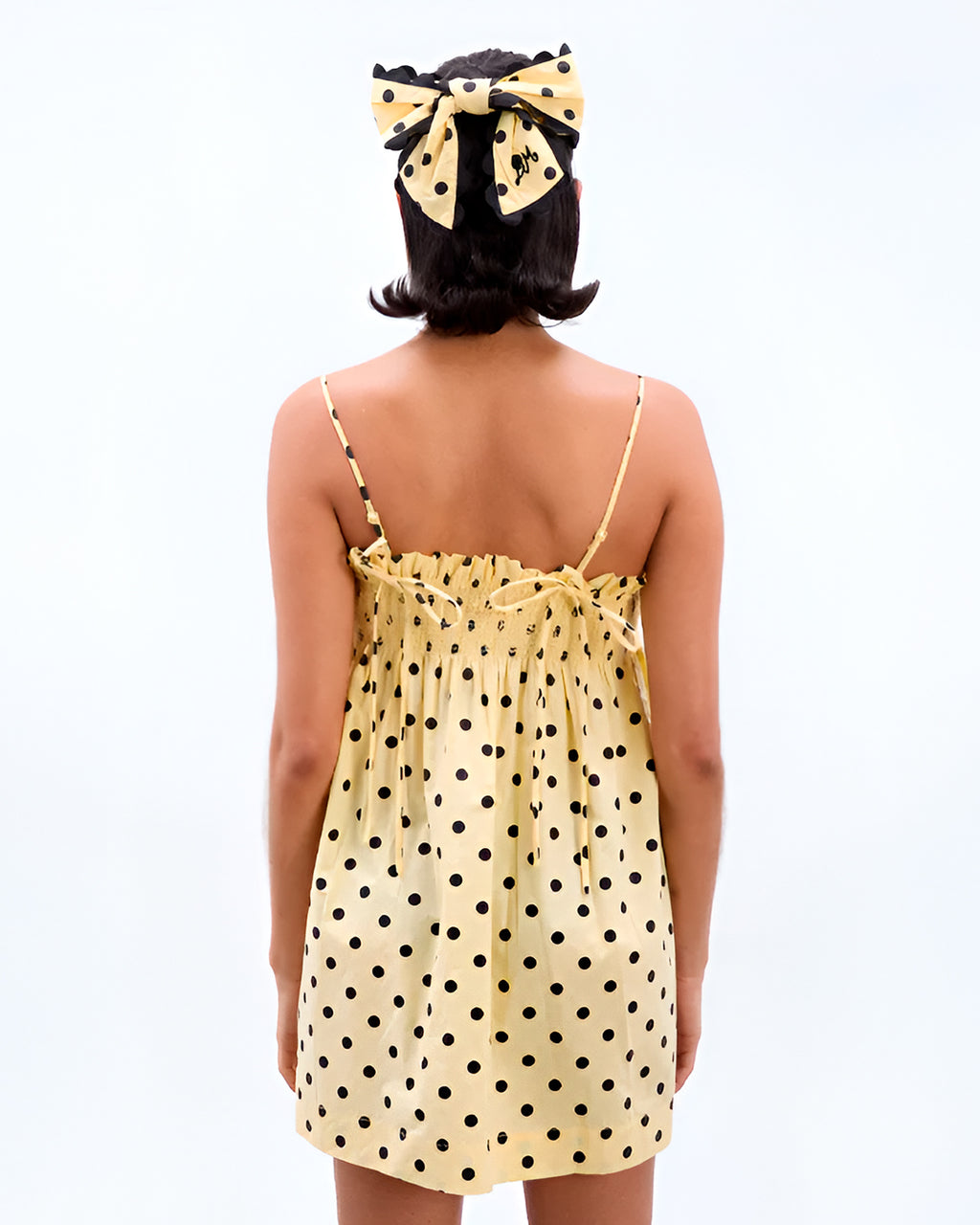 Vestido Mini Poá Amarelo